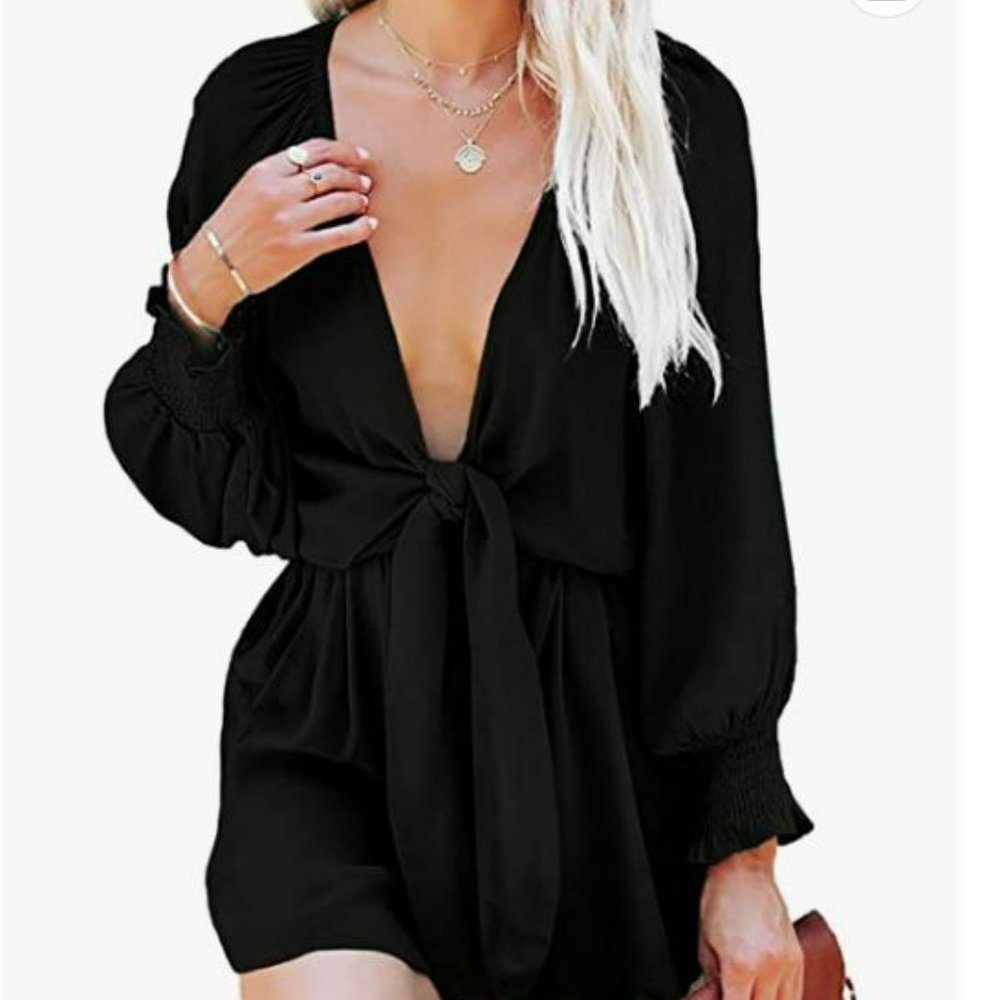 NWT Spring Summer Tie Knot Front Sexy V Neck Jumpsuits